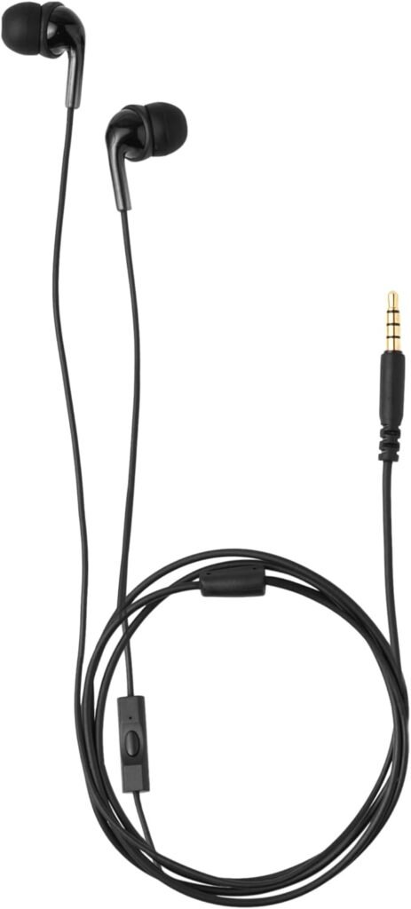 Amazon Basics In Ear Wired Headphones, Earbuds with Microphone No Wireless Technology, 51.18 x 0.79 x 0.51 inches, Black