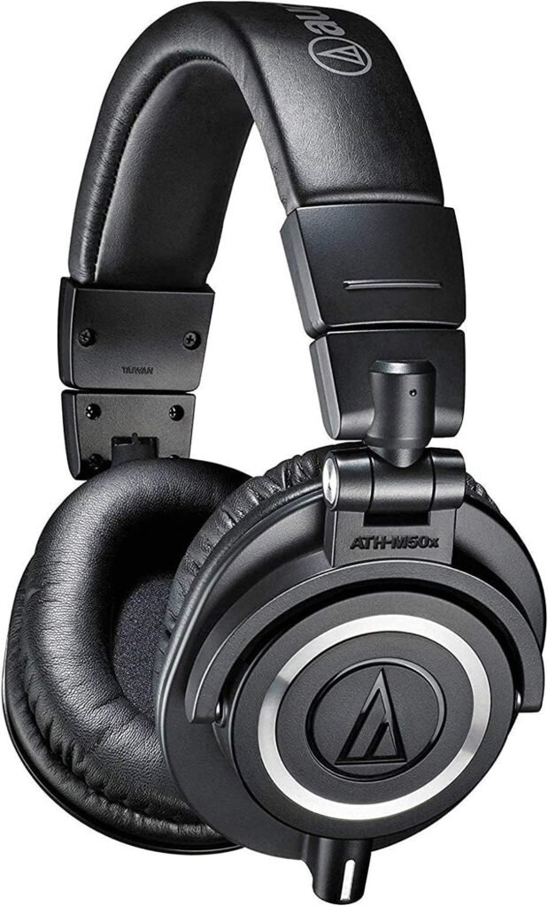 Audio-Technica ATH-M50X Professional Studio Monitor Headphones, Black, Professional Grade, Critically Acclaimed, with Detachable Cable