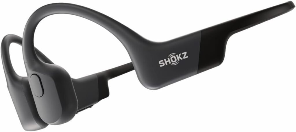 SHOKZ OpenRun - Open-Ear Bluetooth Bone Conduction Sport Headphones - Sweat Resistant Wireless Earphones for Workouts and Running - Built-in Mic, with Hair Band (Black)