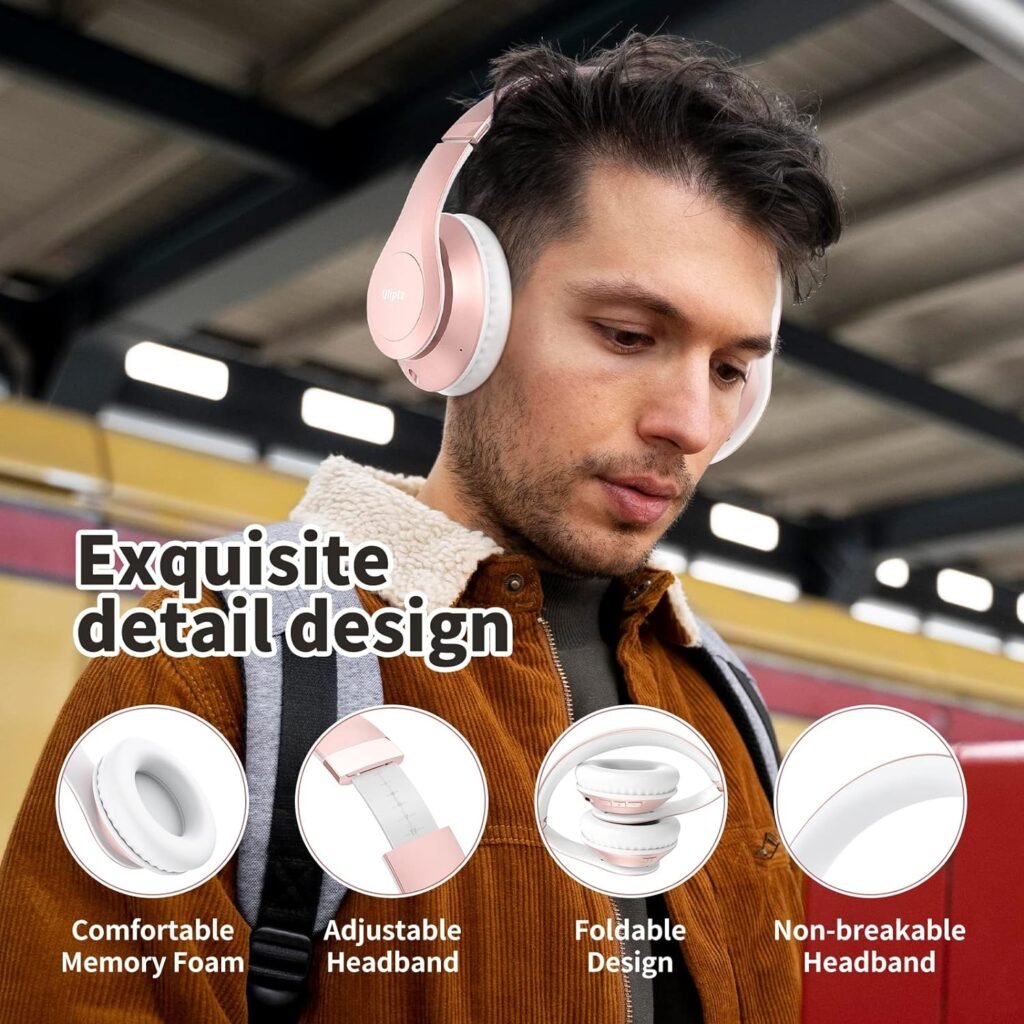 Uliptz Wireless Bluetooth Headphones, 65H Playtime, 6 EQ Sound Modes, HiFi Stereo Over Ear Headphones with Microphone, Foldable Lightweight Bluetooth 5.3 Headphones for Travel/Office/Cellphone/PC