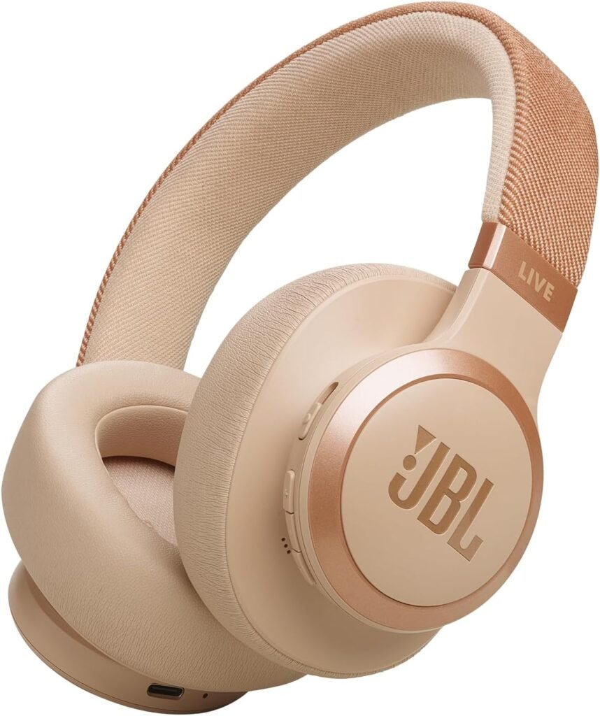 JBL LIVE 770NC - Wireless Over-Ear Headphones with True Adaptive Noise Cancelling with Smart Ambient, Up to 65 hours of battery life, Comfort-fit fabric headband  carrying pouch (Black)