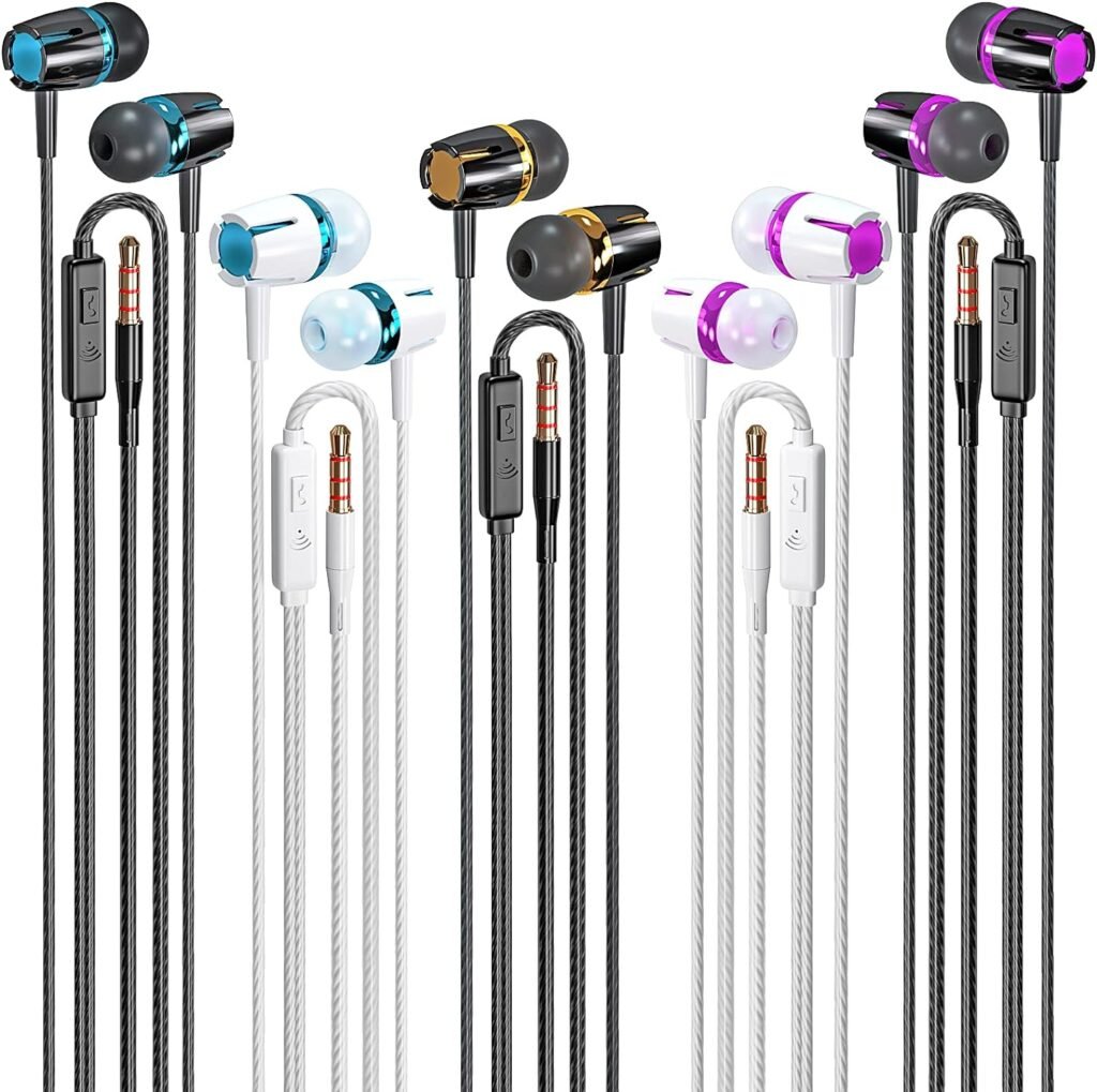 Rayleigh Wired Earbuds 5 Pack, Earbuds Headphones with Microphone, Earphones with Heavy Bass Stereo Noise Blocking, Compatible with iPhone, with iPad and Android Devices, MP3, Fits All 3.5mm Devices