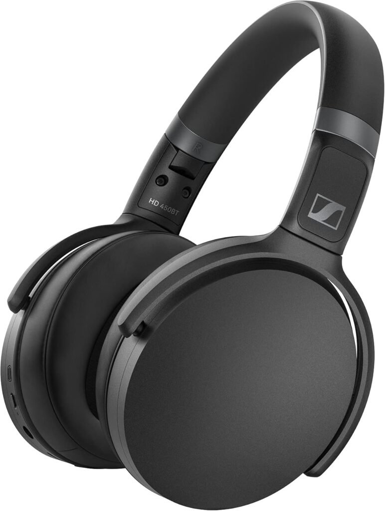 Sennheiser Consumer Audio HD 450BT Bluetooth 5.0 Wireless Headphone with Active Noise Cancellation - 30-Hour Battery Life, USB-C Fast Charging, Virtual Assistant Button, Foldable - Black